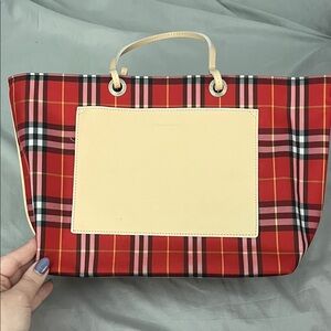 Burberry Red Plaid Tote with COA